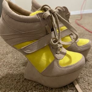 Sneaker booties/wedges.